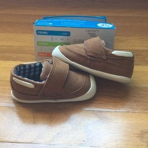 NWT Carters Every Step Brown Nautical Baby Crawling Boat Shoes